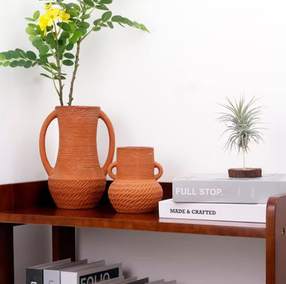 चौड़ा मुंह वाले सिरेमिक फूलों के फूलों के फूलों का आभूषण देहाती घर