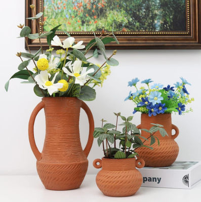 चौड़ा मुंह वाले सिरेमिक फूलों के फूलों के फूलों का आभूषण देहाती घर