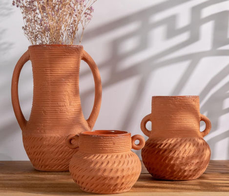 चौड़ा मुंह वाले सिरेमिक फूलों के फूलों के फूलों का आभूषण देहाती घर