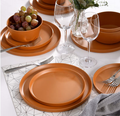 12pcs मेलामाइन प्लेट्स कटोरे टिकाऊ डिशवॉशर सुरक्षित बीपीए मुक्त