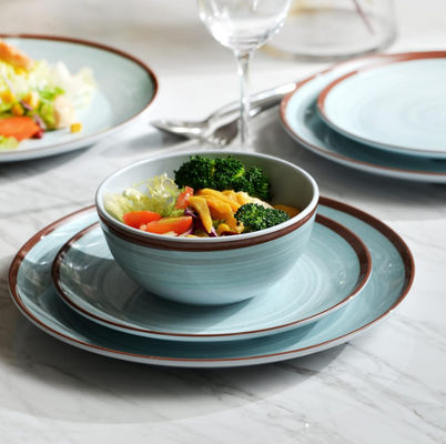 ग्रीन 12 पीसी मेलामाइन डिनरवेयर सेट प्लेट और कटोरे Morden