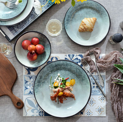 ग्रीन 12 पीस मेलामाइन डिनरवेयर सेट आउटडोर इनडोर उपयोग के लिए