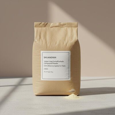 शुंगयान पीला यूरिया फॉर्मल्डेहाइड यौगिक पाउडर 100% मेलामाइन प्लेटों पर लागू 20KGS/क्राफ्ट पेपर बैग